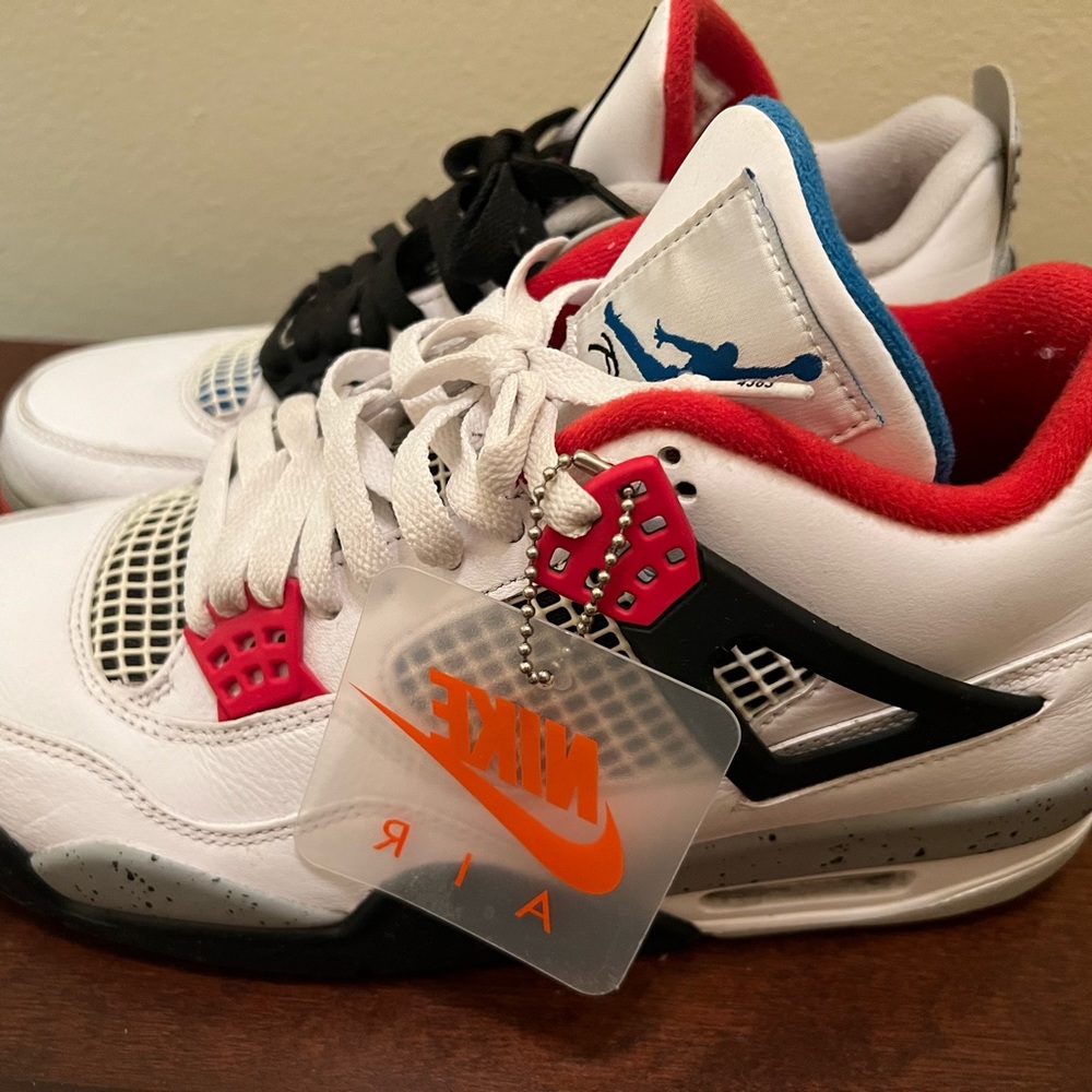 AIR JORDAN 4 RETRO SE WHAT THE 2019 CI1184-146 WHITE/MILITARY BLUE-FIRE RED - Picture 4 of 11